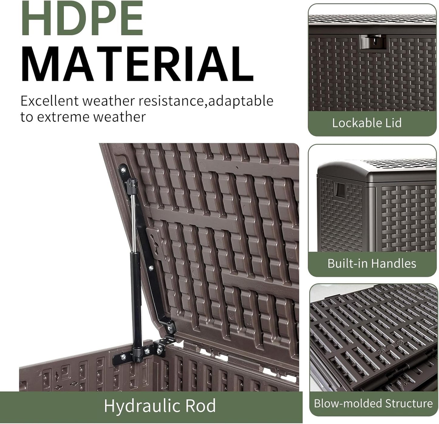 150 Gallon Large Resin Outdoor Storage Box,Waterproof Deck box for Patio Furniture,Garden Tools,Lockable Patio Storage Box,Blow-Molded HDPE