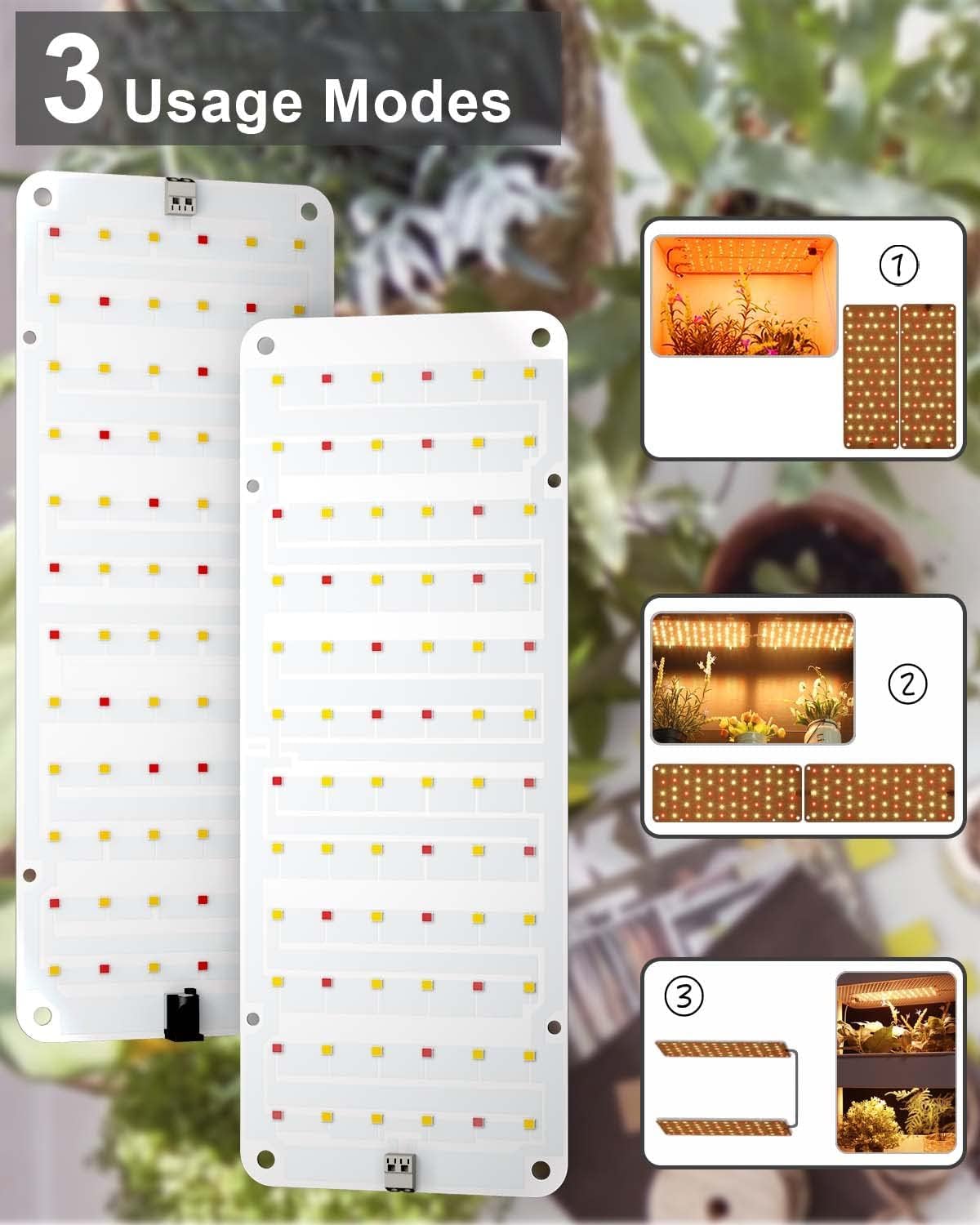 Grow Light, 20W Ultra-Thin LED Grow Lights for Indoor Plants Full Spectrum, 6/10/12H Timer Plant Light, 132 LEDs Under Cabinet Plant Growing Lamp Strip for Seedlings, Veg, Flowers (2pcs)