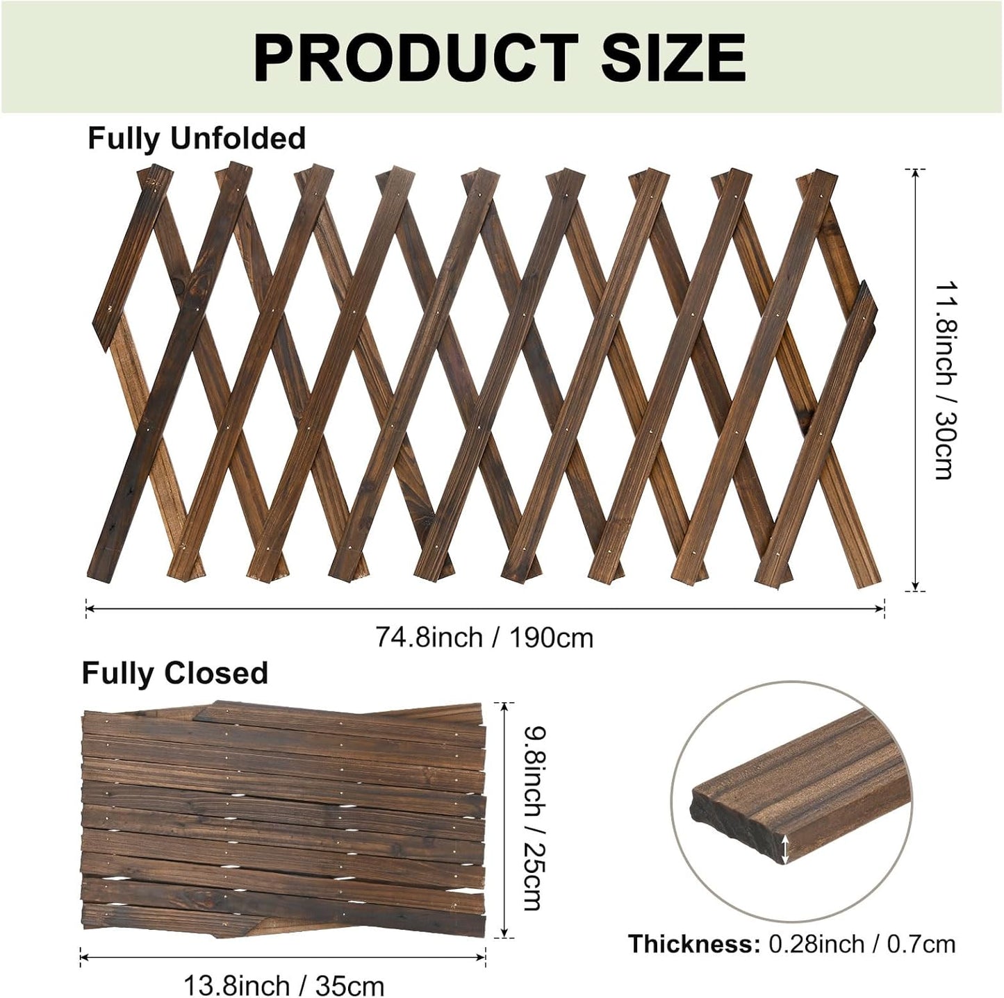 2-Pack Expandable Willow Trellis, 12" x 75" Wooden Lattice Panels Wall Fence for Outdoor Yard Climbing Plants Vine Balcony Patio Decor, Expandable Plant Support Trellis