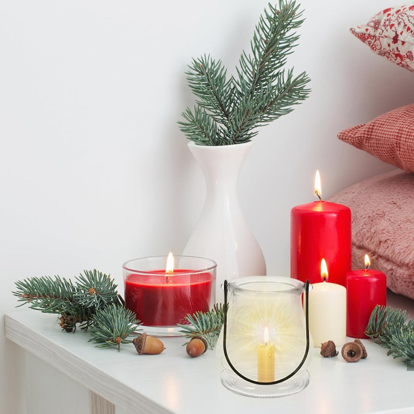 DOITOOL 4PCS Hanging Glass Tealight Holder, Hanging Glass Candle Holder with Handles Plant Terrariums Air Plants Tea Light Votive Candle Holders for Wedding Party DIY