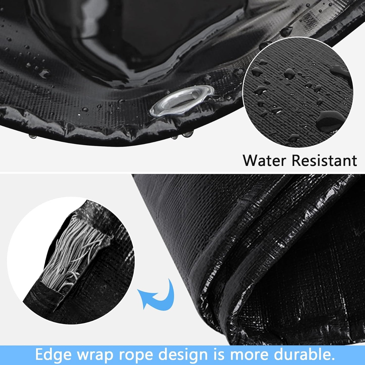 Reinforced PE Pond Liner 25 x 25 FT, 28 Mil Sun Resistant Preformed Pond Liner, Hemmed Edge with Buttonholes Liner for Outdoor Large Ponds, Fish/KOI/Duck Pond, Garden Waterfall, Waterscape, Black
