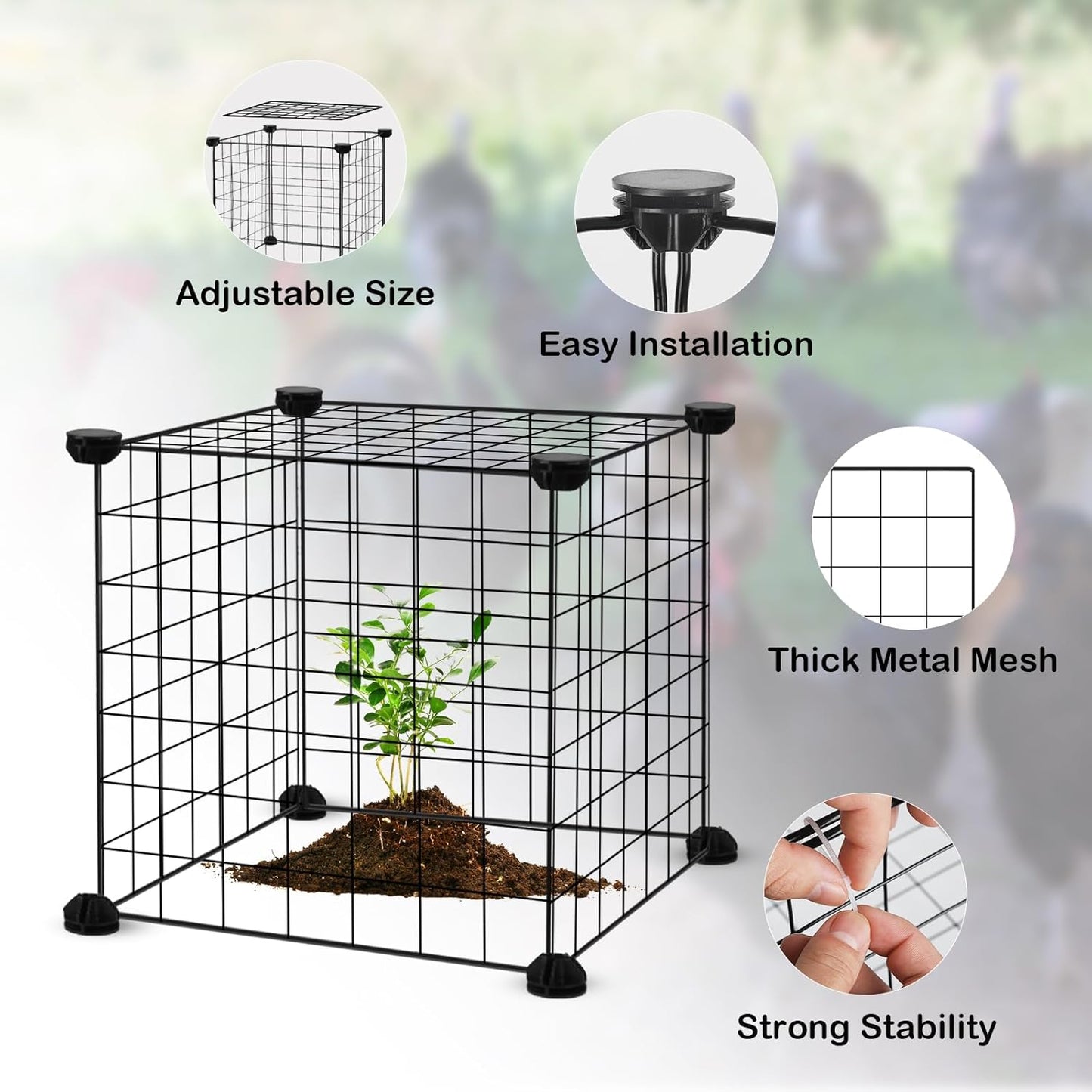 DYAUS 2 Packs Plant Protectors from Animals, Metal Plant Protector, 12" x 12" Plant Cage Outdoor, 10Pcs Metal Mesh Chicken Wire Cloche, Sturdy Plant Covers from Animals, Garden Cloches for Plants