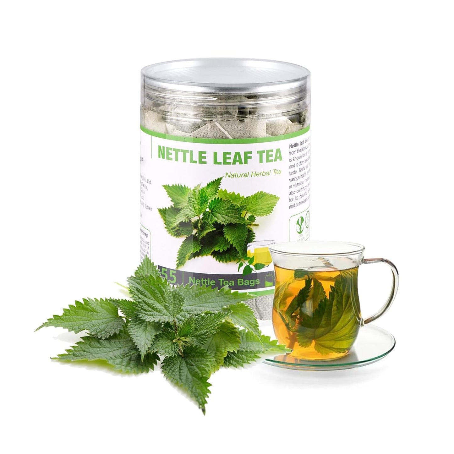 55 Nettle Leaf Tea Bags, 100% Natural & Pure Stinging Nettle Tea, Dried Nettle Herb Leaves, Caffeine Free