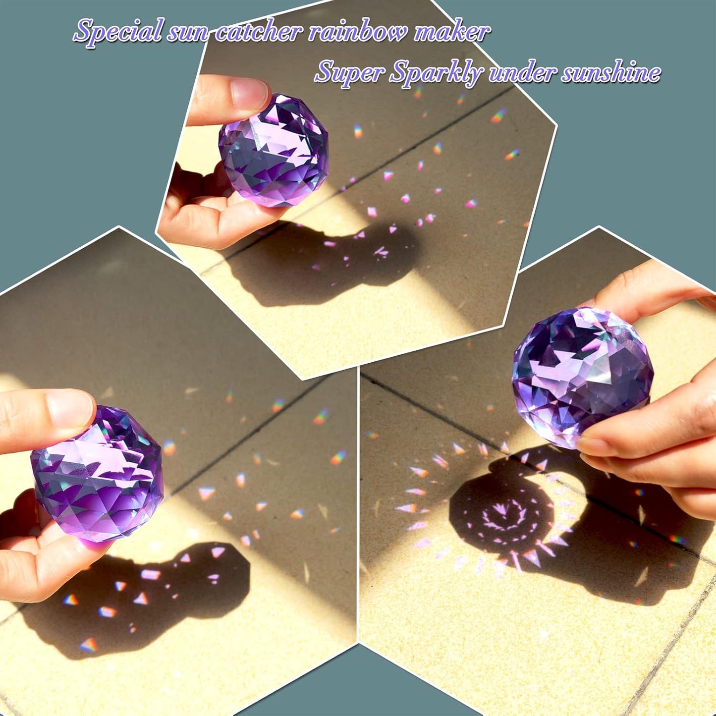 Wind Spinner Spiral Tail, Gazing Ball Spiral, Decorative Sun Catcher Rainbow Maker 11inch Tail and 2 inch Purple Crystal Orb with Swivel Hook, Indoor & Outdoor Garden Decoration 13" Height