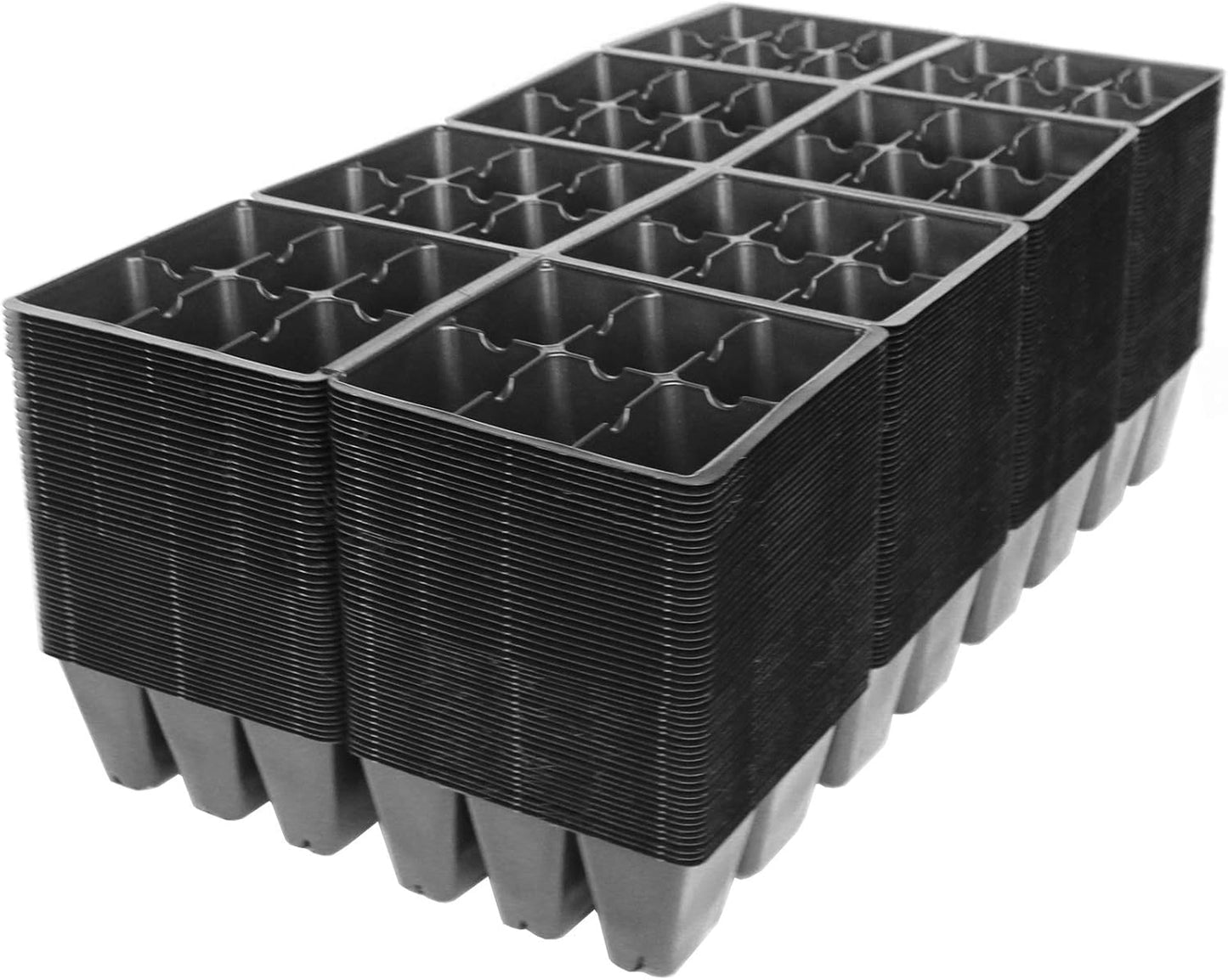 Handy Pantry Black Plastic Garden Tray Inserts - 50 Sheet of 48 Planting Pot Cells Each - 2x3 Nested x8 Configuration - Perforated - Nursery, Greenhouse, Gardening