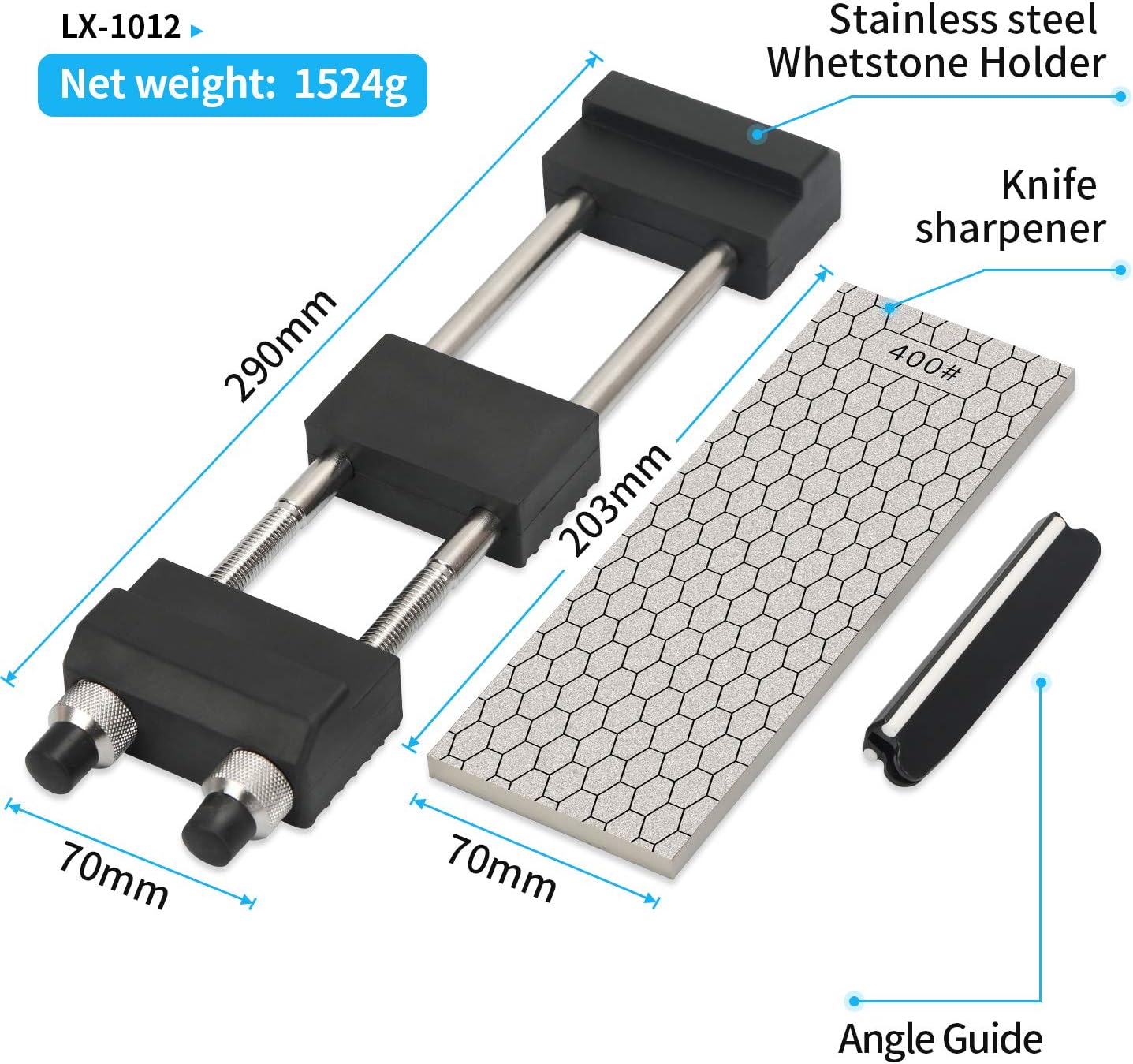 DMD Diamond Sharpening Stone Holder Set with Simple Adjustment Screws Holds the Stone Securely with Diomand Knife Sharpener Stones 丨 Durable Quality and Exquisite Design Blue