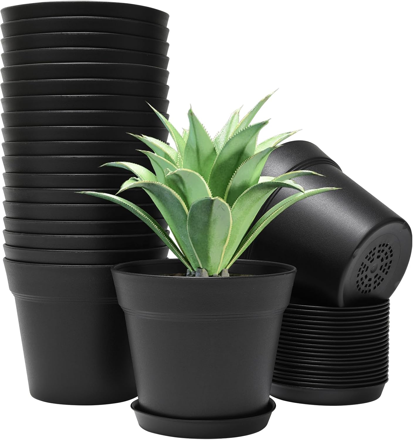 GARDIFE 20 Pack 6 inch Plant pots, planters for Indoor Plants, Flower pots, Black