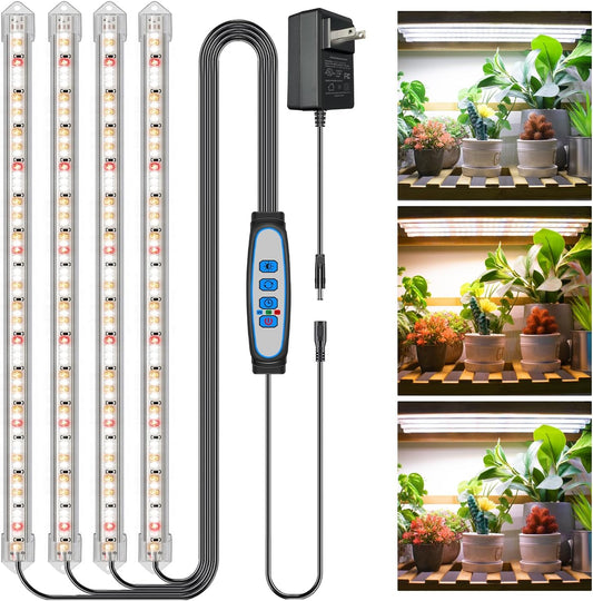 Grow Lights for Indoor Plants, 16" Full Spectrum Plant Grow Light Strip with Upgrade Timer 6/12/16 Hrs, 3 Spectrum Modes, 240 LEDs Sunlike Growing Lamp for Seedlings Hydroponics Succulent