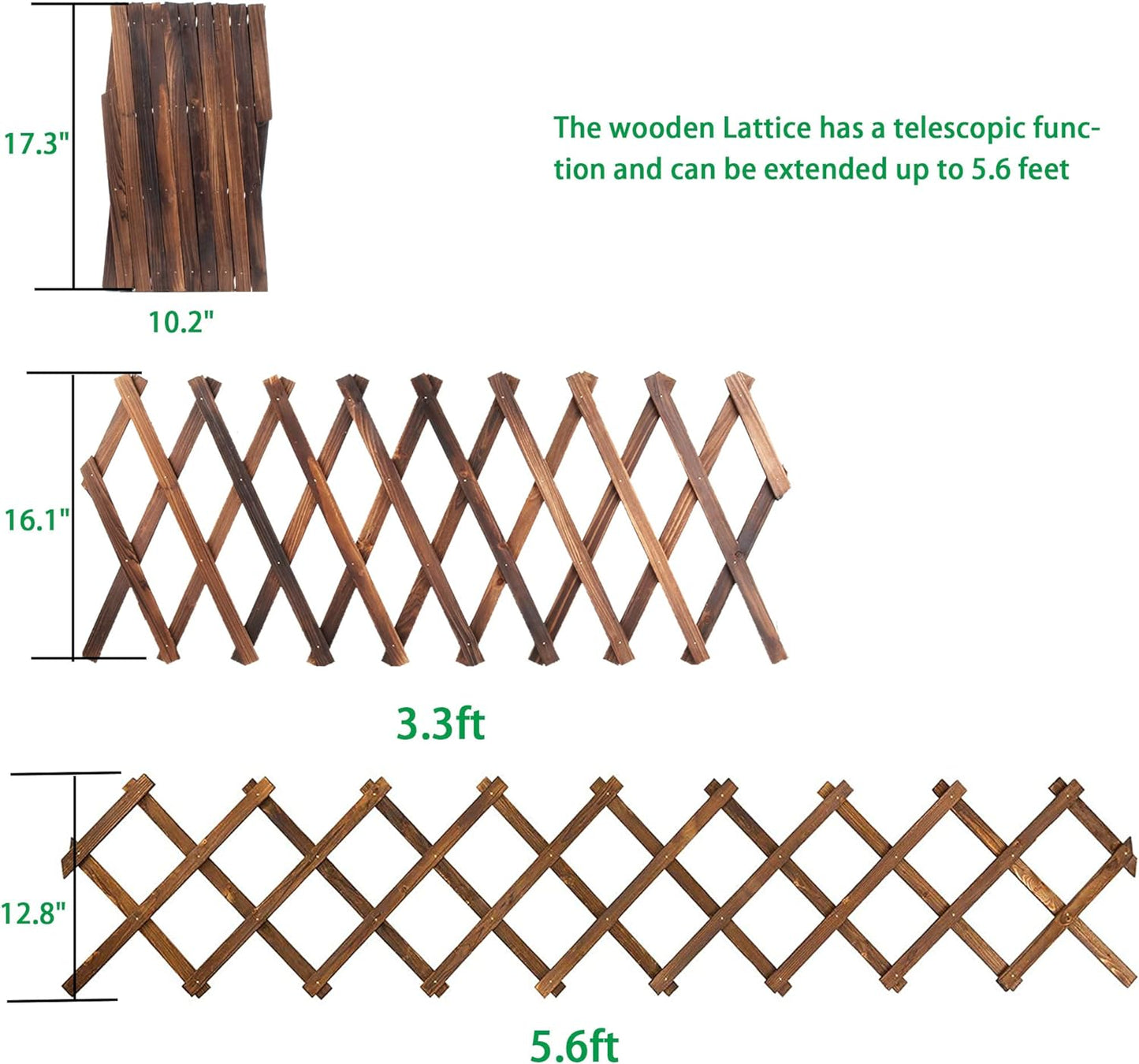 Avalution Extensible Natural Garden Wooden Fence Lattice Frame Plant Support Frame Natural Wooden Lattice Frame for Cucumber Climbing Plant Vines Ivy Rose 75"x11.8" Lattice Fence Panel(2Pack)