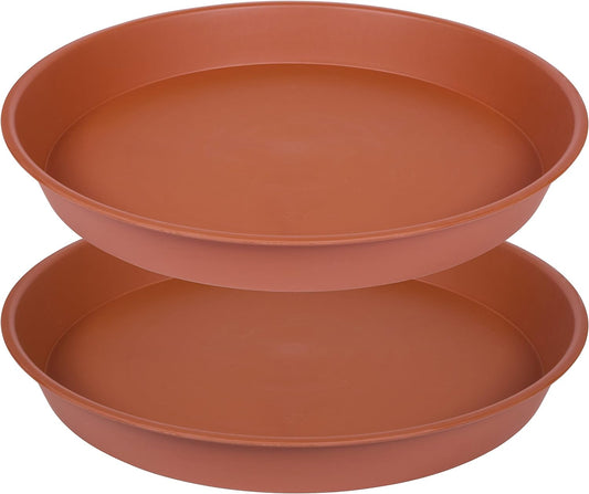 2 Pack of 20 22 inch Plant Saucer (19.1 inch Base), 3.6" Depth Tray, Large Deep Heavy Duty Saucers for Pots, Garden Bird Bath Bowl, Plant Trays for Indoors Outdoor (21", Terracotta)