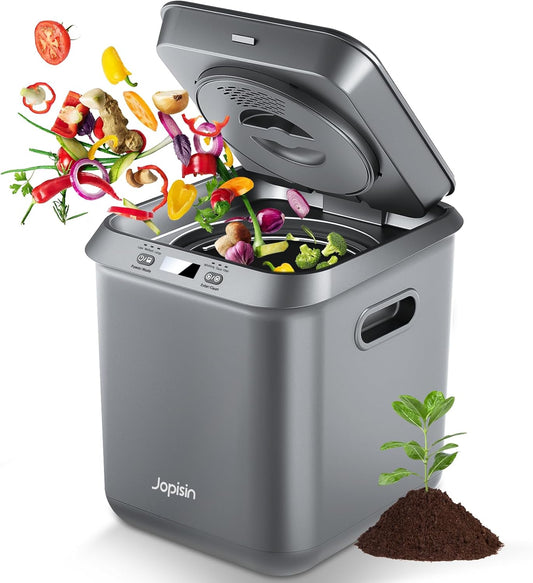 Electric Kitchen Composter for Indoor: 2.5L Large Capacity Odorless Smart Compost Bin with Detachable Carbon Filter, Updated Grinding Blade Turn Waste into Pre-Compost for Plants More Effectively