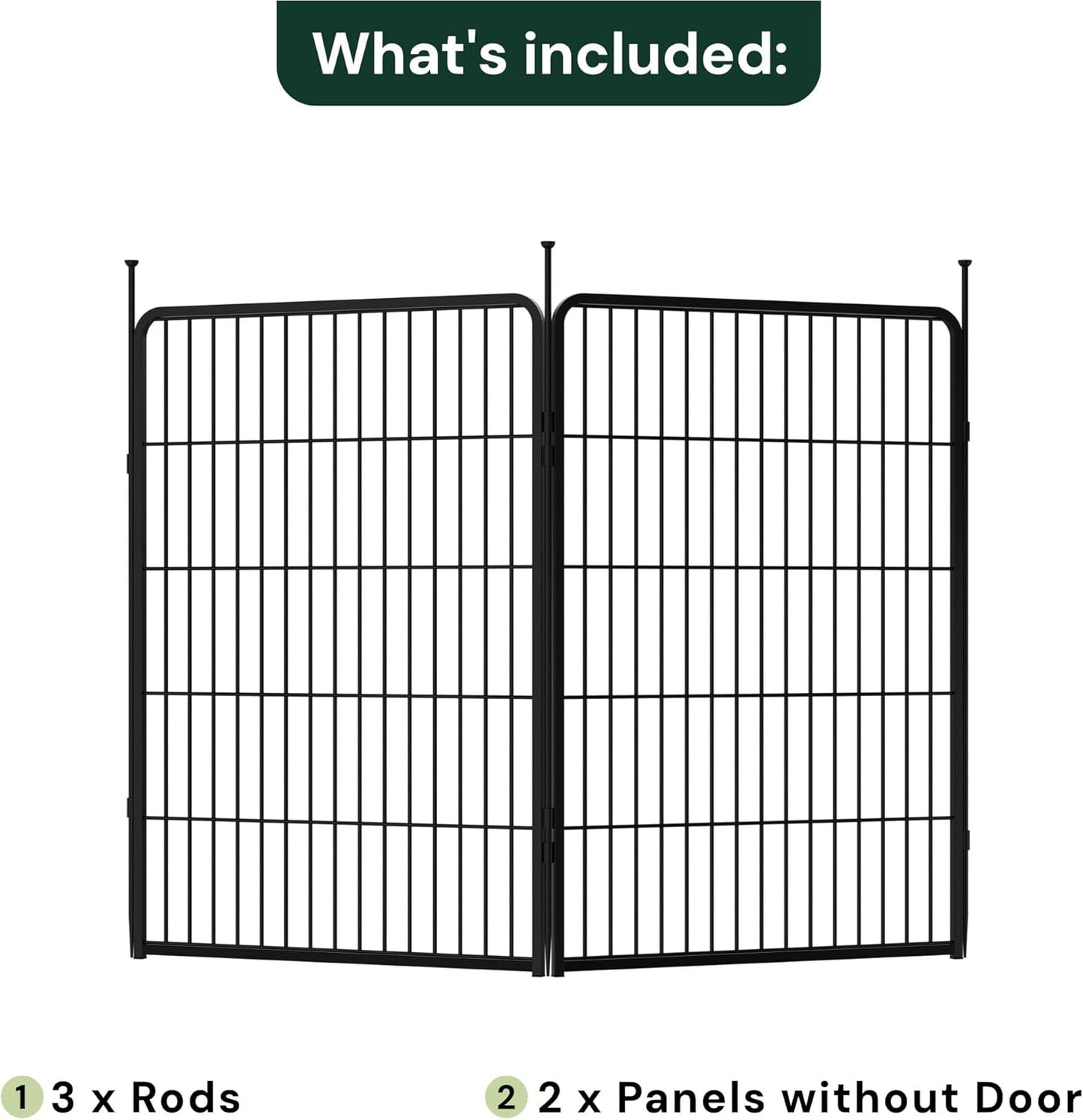 Doorless Garden Fence 40 in(H) x 4.5 ft(L) 2 Panels, Heavy Duty Metal Animal Barrier Fence, No Dig Fence for Dogs, Rabbit Fence for Garden, Black