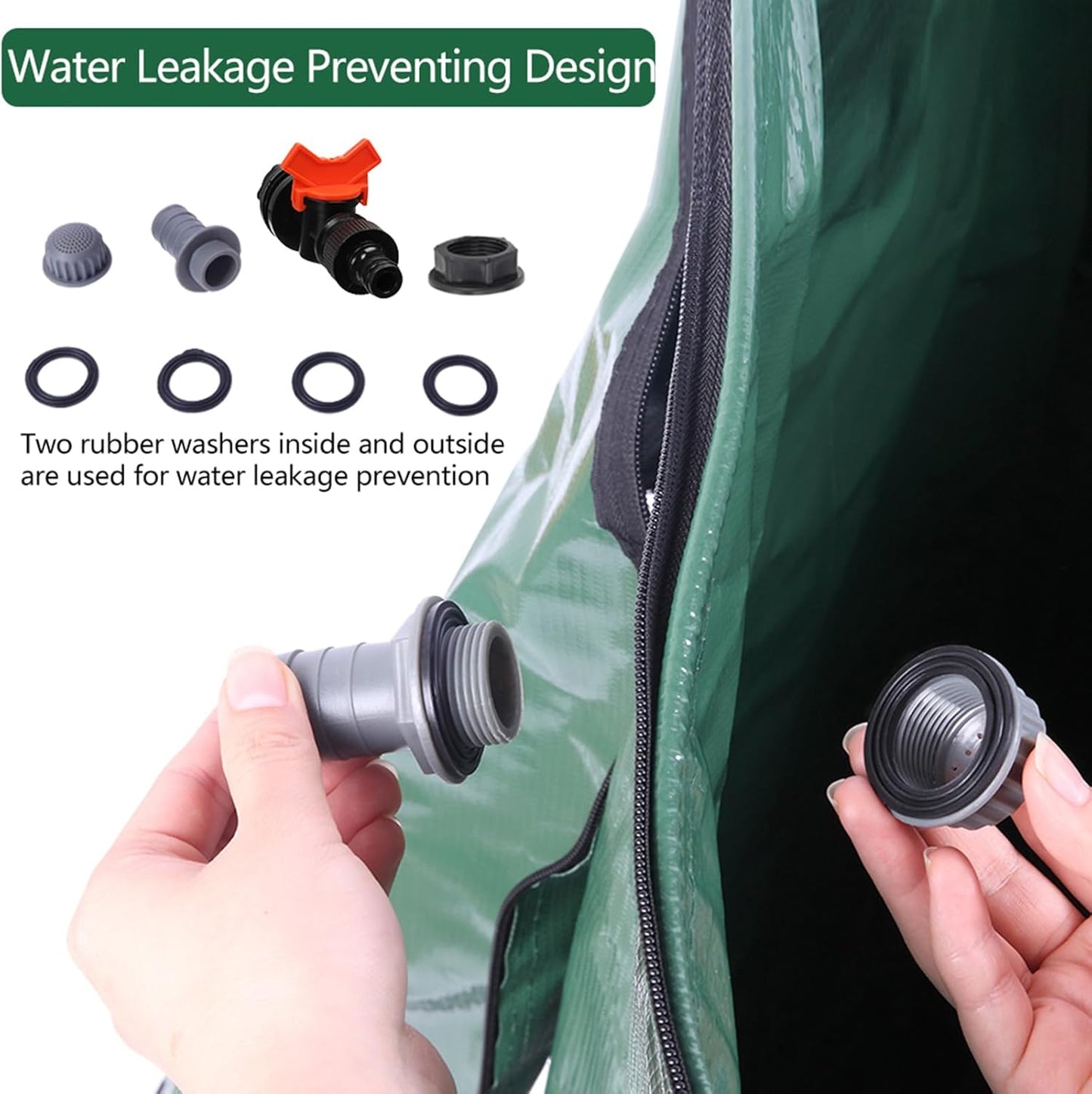 200 Gallon Collapsible Rain Barrel, Portable Rainwater Collection System, Water Storage Tank, Rain Catcher Barrel with Spigots and Overflow Kit, Rain Water Barrel Collector for Garden, Green