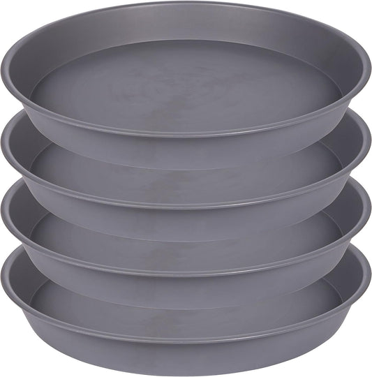 4 Pack of 18 19 inch Plant Saucer Round, Deep Plant Saucers for Pots, Heavy Duty Plastic Plant Drip Tray for Indoors Outdoor, Bird Bath Bowls, Plant Trays for Planter 17-20" (19 inch, Cement)