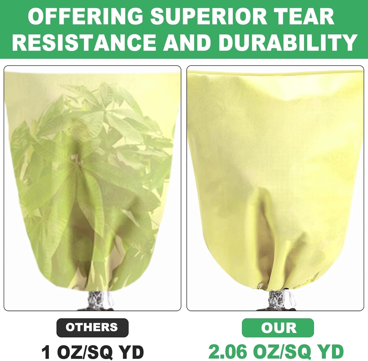 Plant Covers for Winter Tree Covers Freeze Protection, 78.7" X 94.4" Large Frost Blankets for Outdoor Plants with Zipper Drawstring, Fig Tree Plant Jacket Covers Cold Weather Protection Bags