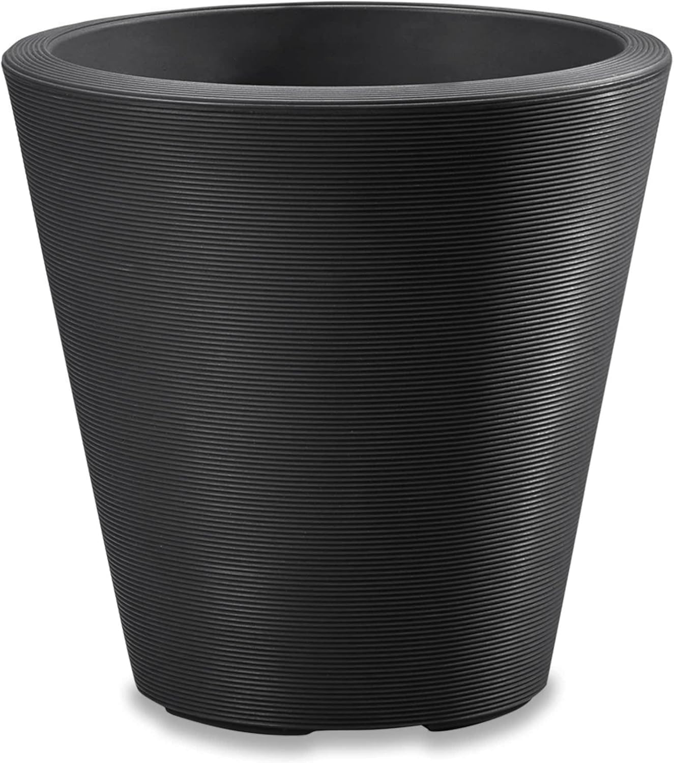 Crescent Garden Madison Planter– Weather-Resistant, Double Walled Indoor/Outdoor Plant Pot with Drain Hole – Large Plastic Plant Pot, 26" W (Caviar Black)