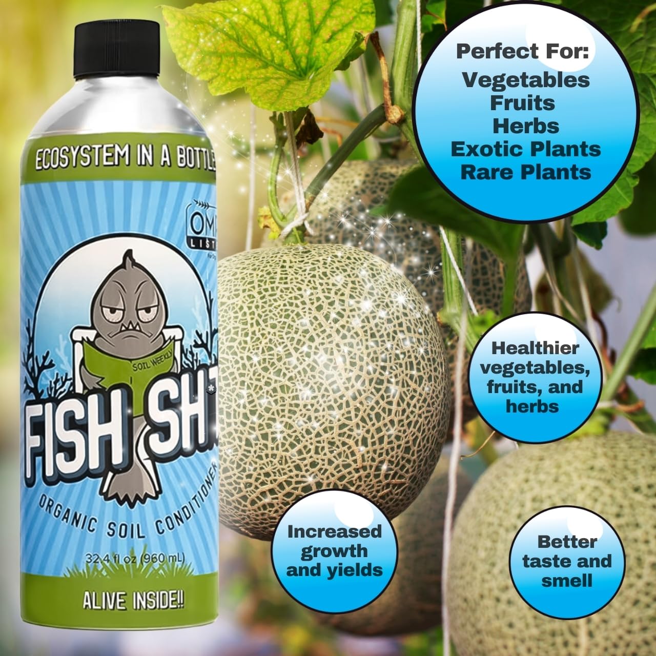 Fish Head Farms Organic Soil Conditioner for Yield and Flavor Enhancement. Improves Fertilizer Efficiency. Useful in Both Garden Soil and Hydroponics Applications - 1 Liter