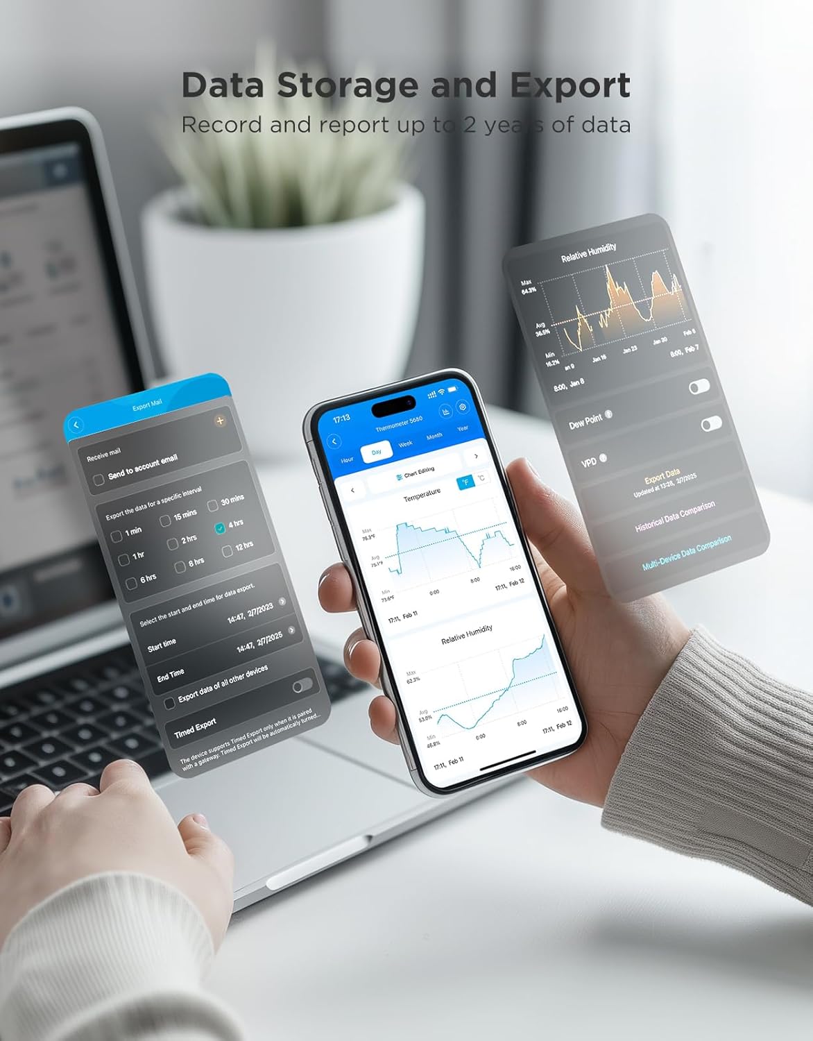 GoveeLife 262ft Bluetooth Hygrometer Thermometer 3 Pack H5110, Mini Humidity Temperature Sensor with Remote App Notifications, 2-Year Free Data Storage Export, for Bedroom, Wine Cellar, Basements