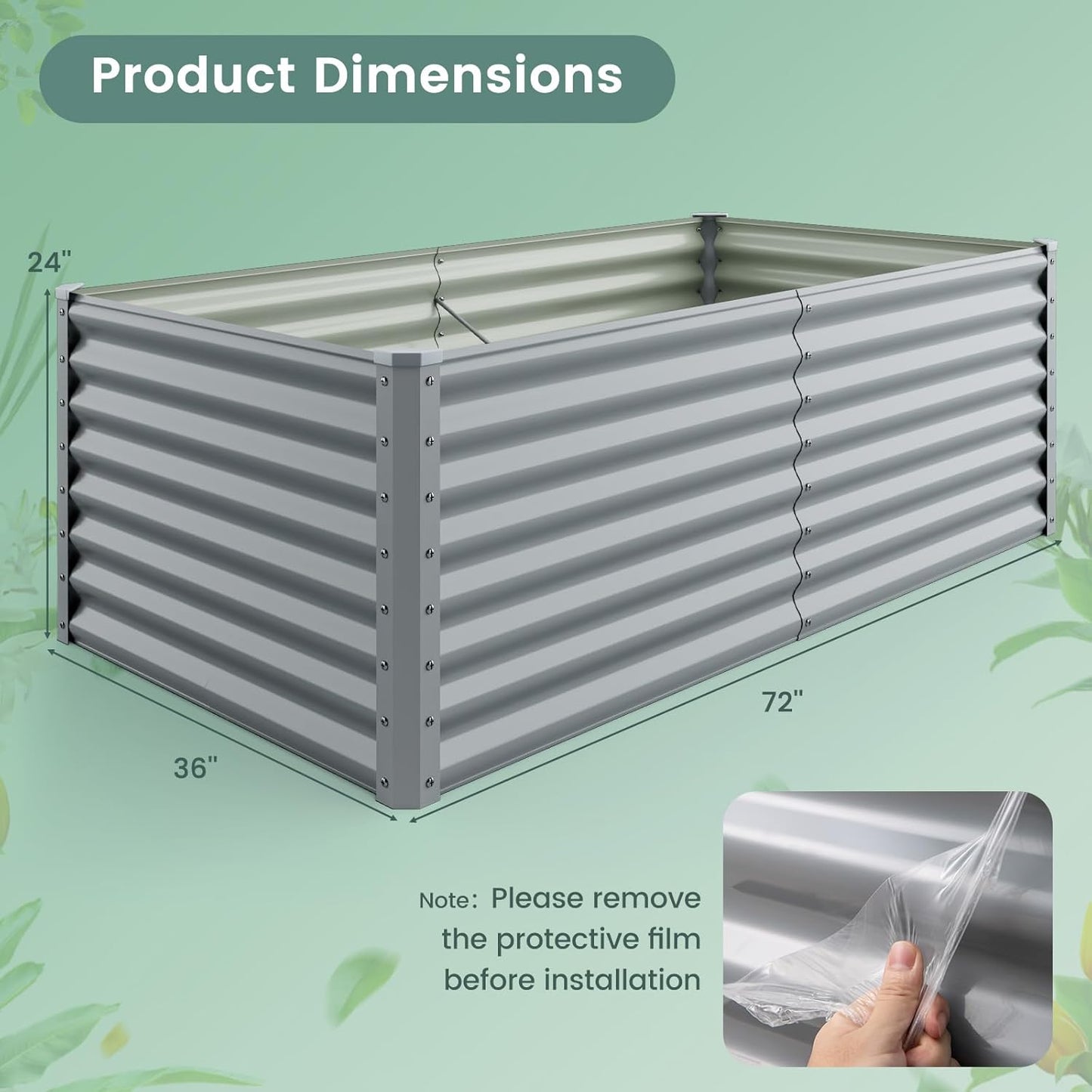 2 Pieces Raised Garden Beds, Metal Garden Planter with Open Bottom, Sprayed Plate & Thickened Corner Protectors, Outdoor Planter Box for Vegetables, Flowers & Herbs (Gray)