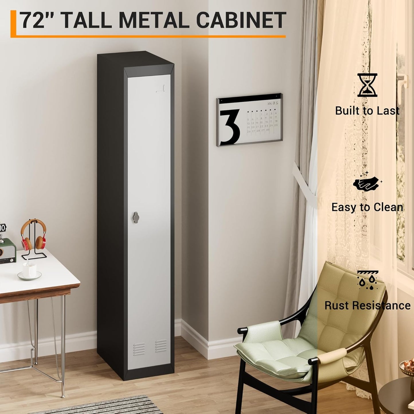 GAOMON Metal Locker, Metal Storage Locker with Shelves and Doors, Perfect for Employees and Students, Ideal for Offices, Schools, Gyms, Homes, and Garages, Assembly Required, Grey & Black