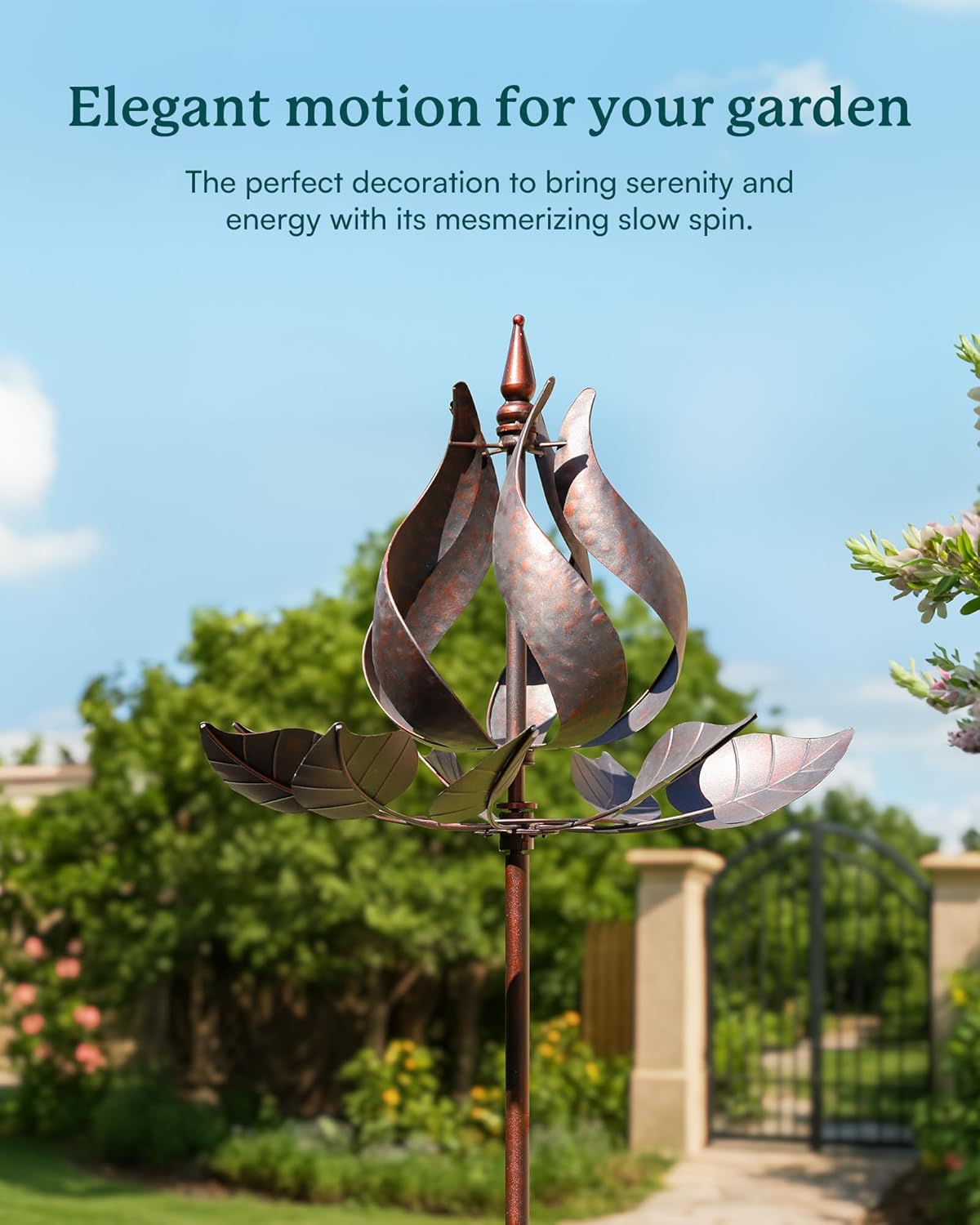 Wind Spinners Outdoor - Large Tulip Metal Wind Spinners with Stake, Garden Windmill Yard Spinner Lawn Decor (24" W x 75" H)