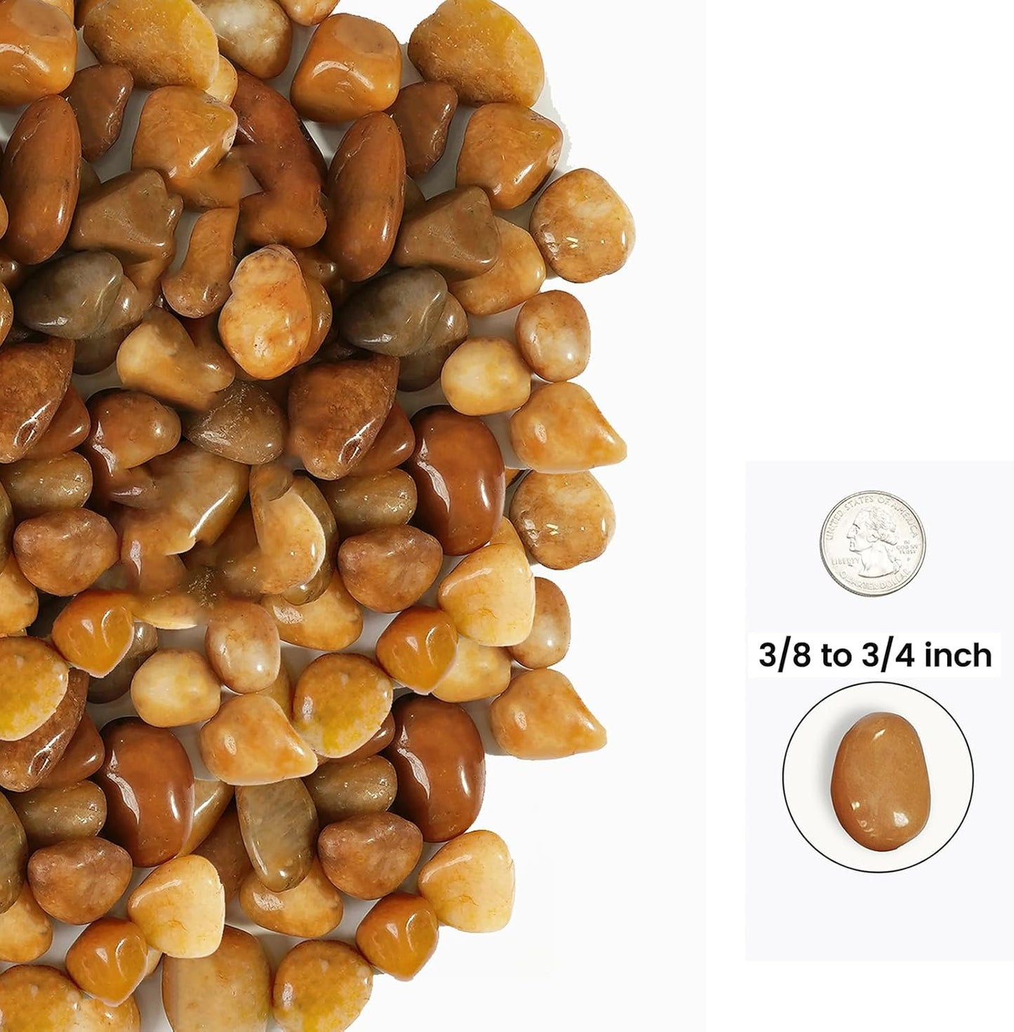 Stonecreek 24 LBS River Rocks (2 x 12 LBS Bags) – Natural Polished Decorative Pebbles, Garden Landscaping Stones for Planters, Vase Fillers, Succulent Pots, Fish Tanks & Terrariums, Yellow Medium