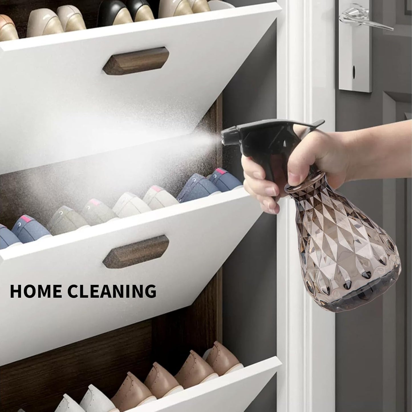 2 Pcs Spray Bottles, 500 ml/17 oz Empty Water Spray Bottles, Plastic Reusable Adjustable Mist Sprayer Squirt Bottles Containers Refillable for Cleaning Solutions, Gardening, Plants (Grey)