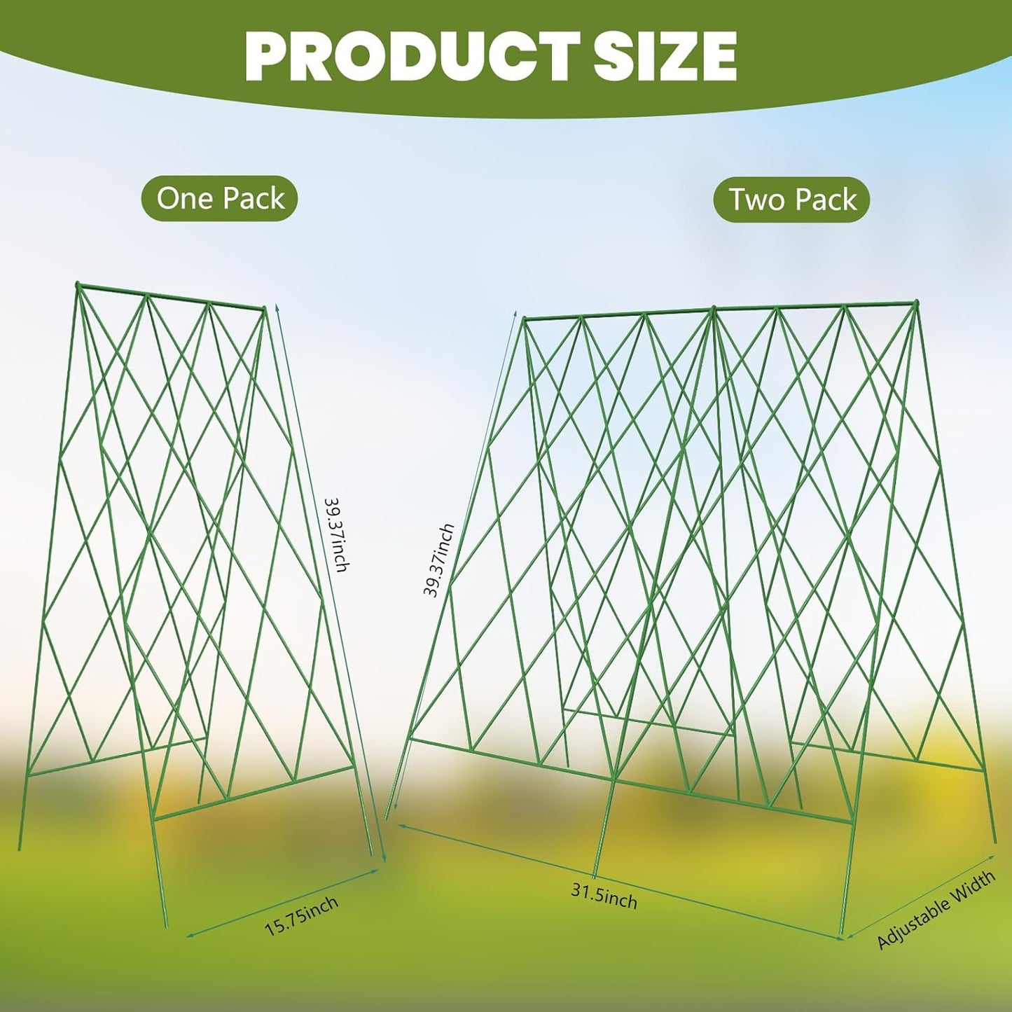 Cucumber Trellis 2 Pack, Foldable A-Frame Garden Trellis for Raised Bed Garden Grow Support with Plant Support Clips, Twist Ties, Plastic Ties, for Cucumber,Tomato, Climbing Plants and Flowers