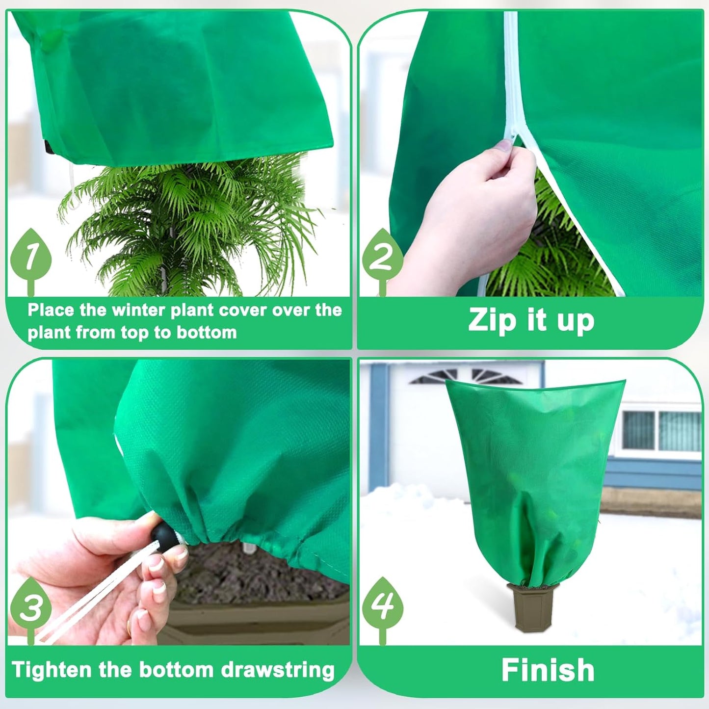 DQS 4 Pack Plant Covers Freeze Protection, 31.4" x47.2" Winter Frost Protection Blankets Frost Cloth,Suitable for Outdoor Winter Frost, Cold Weather, shrubs, Trees, Jackets, and coverings