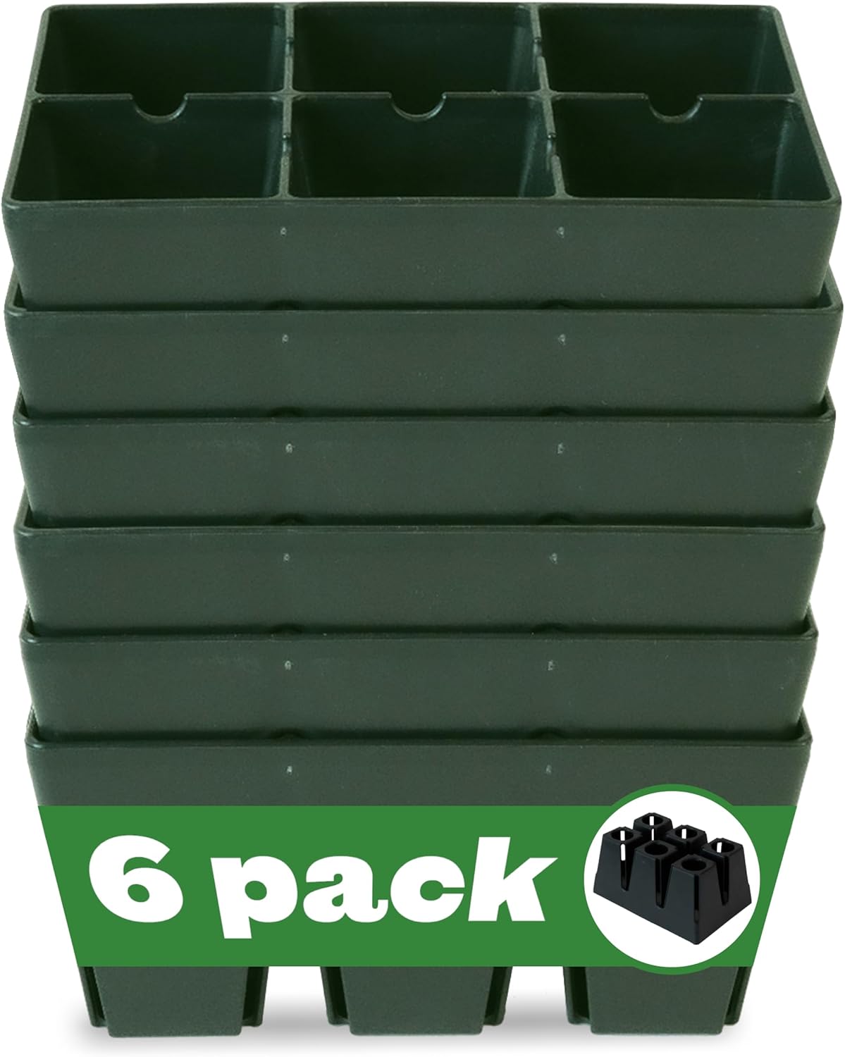 Epic Gardening Reusable Seed Starter Tray - 6 Cell/6 Seedling Starter Trays - Easy Watering, Indoor Greenhouse, Plant Starter, Gardener-Friendly for Seedlings | UV-Treated & BPA-Free - Sage Green