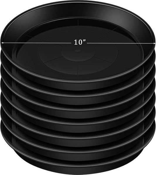 Eccliy 6 Pack Plastic Plant Saucer Heavy Duty Planter Saucers Large Plant Pot Plastic Water Trays for Indoors and Outdoors Flower Drip(10 Inch,Black)