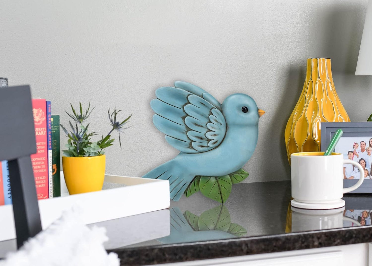 NAT & Jules Animal Character Shaped Dimensional Indoor Outdoor 11 inch Cast Resin Decorative Garden Stepping Stone, Patio, Walkway Sculpture Yard Art, Colorful Bluebird