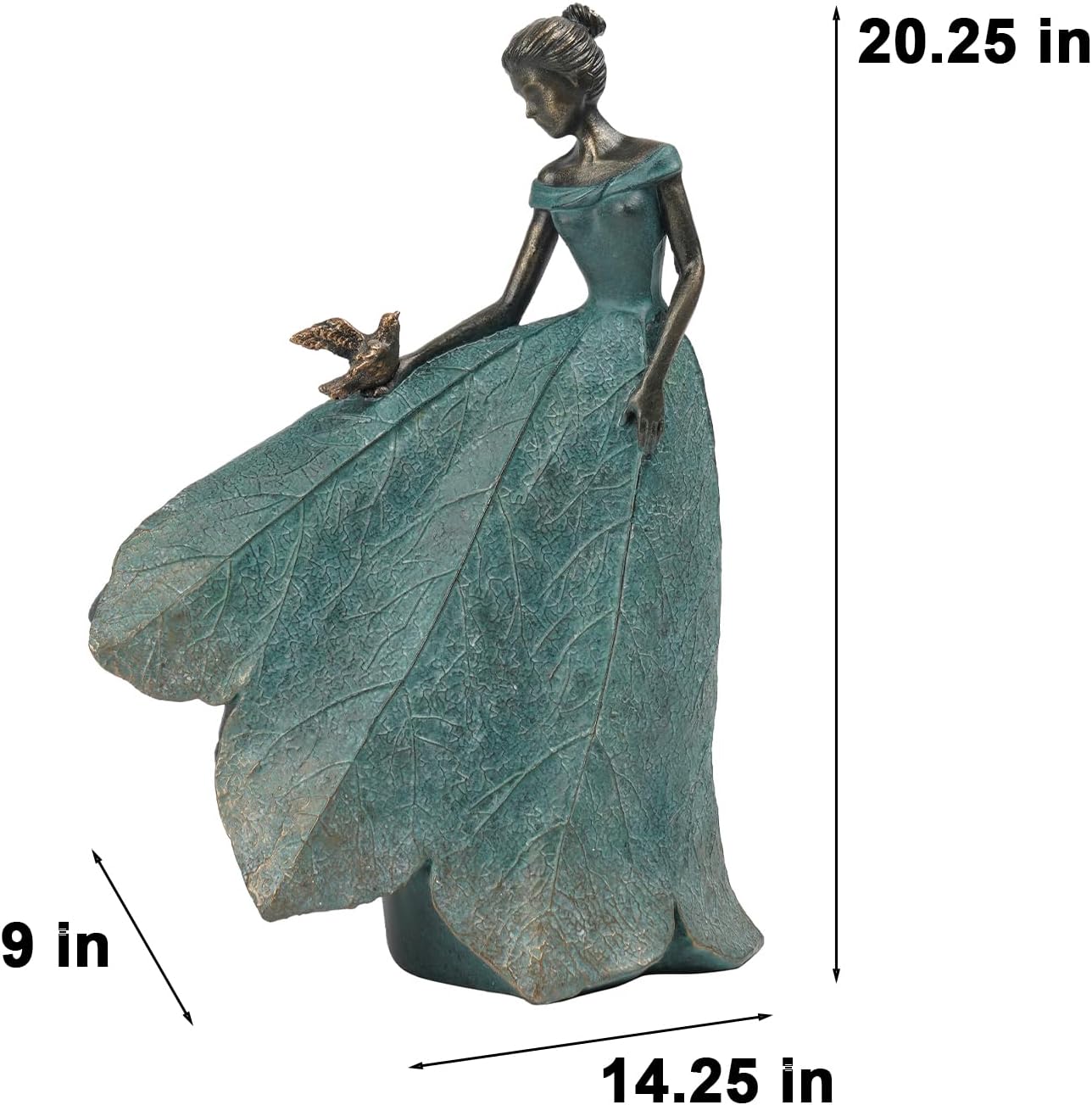 Guichifun Fairy Statue Collection Home Decoration - Leaf Angel Girls Resin Home Decor for Outside or Inside Rustic Garden Outdoor Yard Decorations Figurines Gift 14.25 x 9 x 20.25 Inch