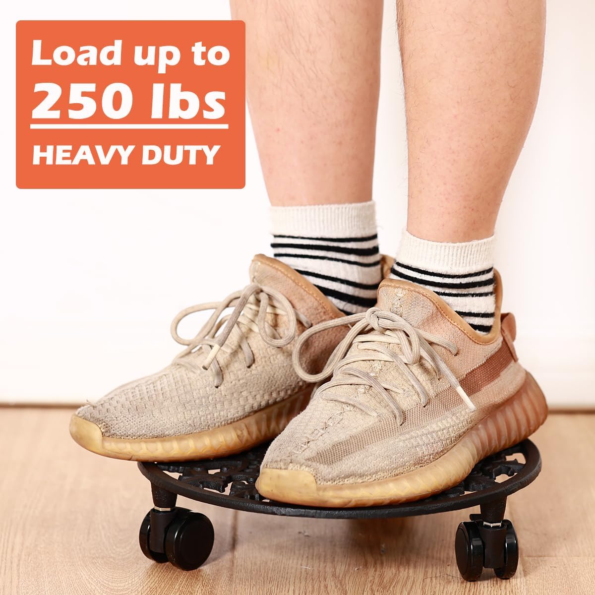 2 Pack Heavy Duty 14 Inch Metal Plant Stand with wheels - Wrought Iron Dolly with Casters for Indoor and Outdoor - Includes 2 Pack Plant Saucers