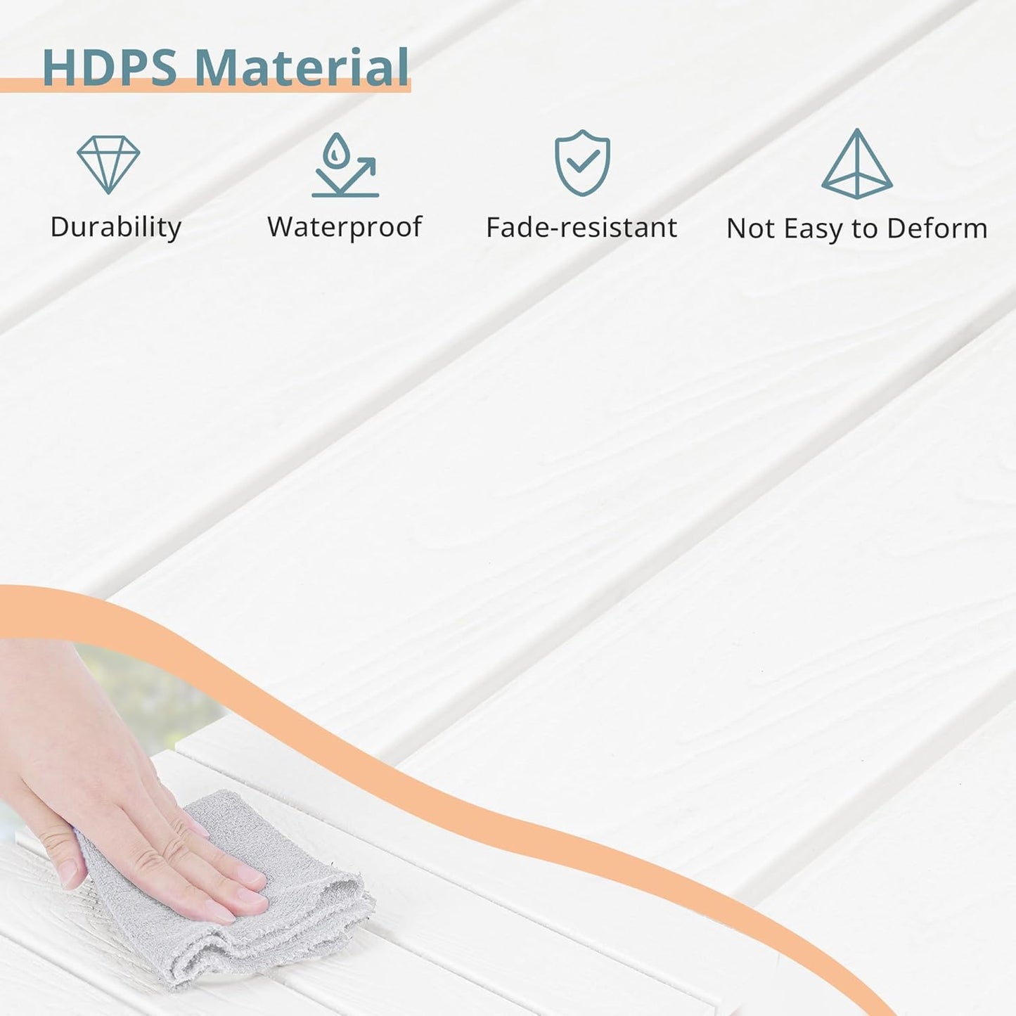 LUE BONA Small Outdoor Folding Side Table, HDPS Outside End Table for Patio, Porch, Deck, Pool, 14 Inch Height, White