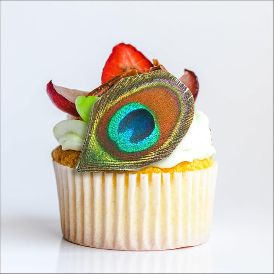 Edible Peacock Feathers - Set of 12 - Cake Decorations, Cupcake Topper
