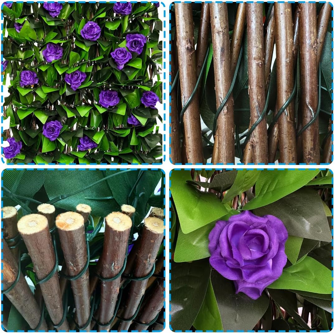 Expandable Fence Privacy Screen for Balcony Patio Outdoor,Decorative Faux Ivy Fencing Panel,Artificial Hedges