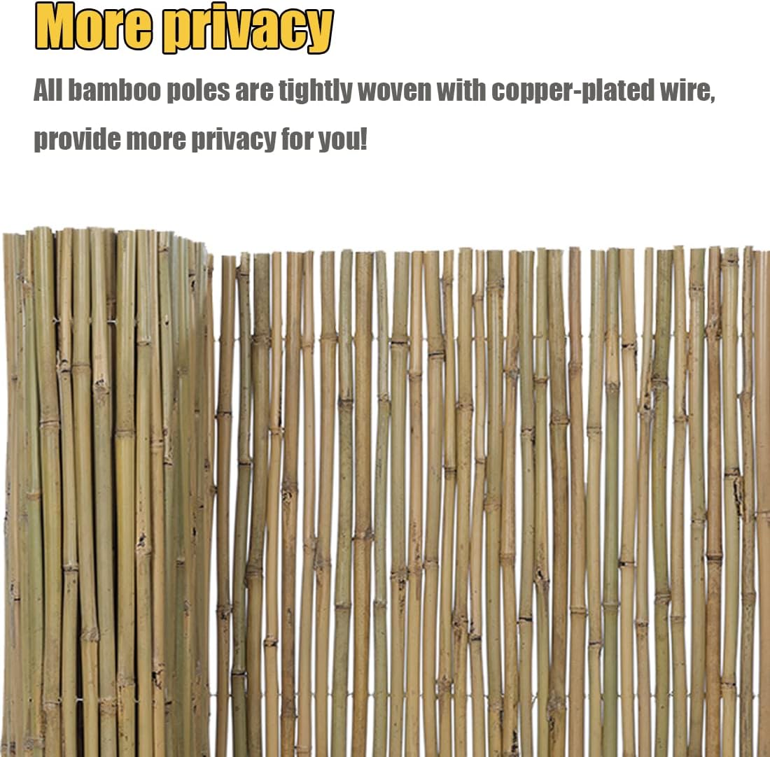 4Ft High x 8 Ft Long x 0.7In D Bamboo Fencing, Natural Bamboo Fence Rolls, Eco-Friendly Privacy Fencing for Outdoor Balcony Patio Garden Border Pool