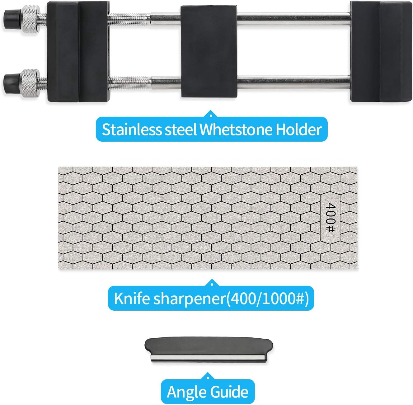 DMD Diamond Sharpening Stone Holder Set with Simple Adjustment Screws Holds the Stone Securely with Diomand Knife Sharpener Stones 丨 Durable Quality and Exquisite Design Blue