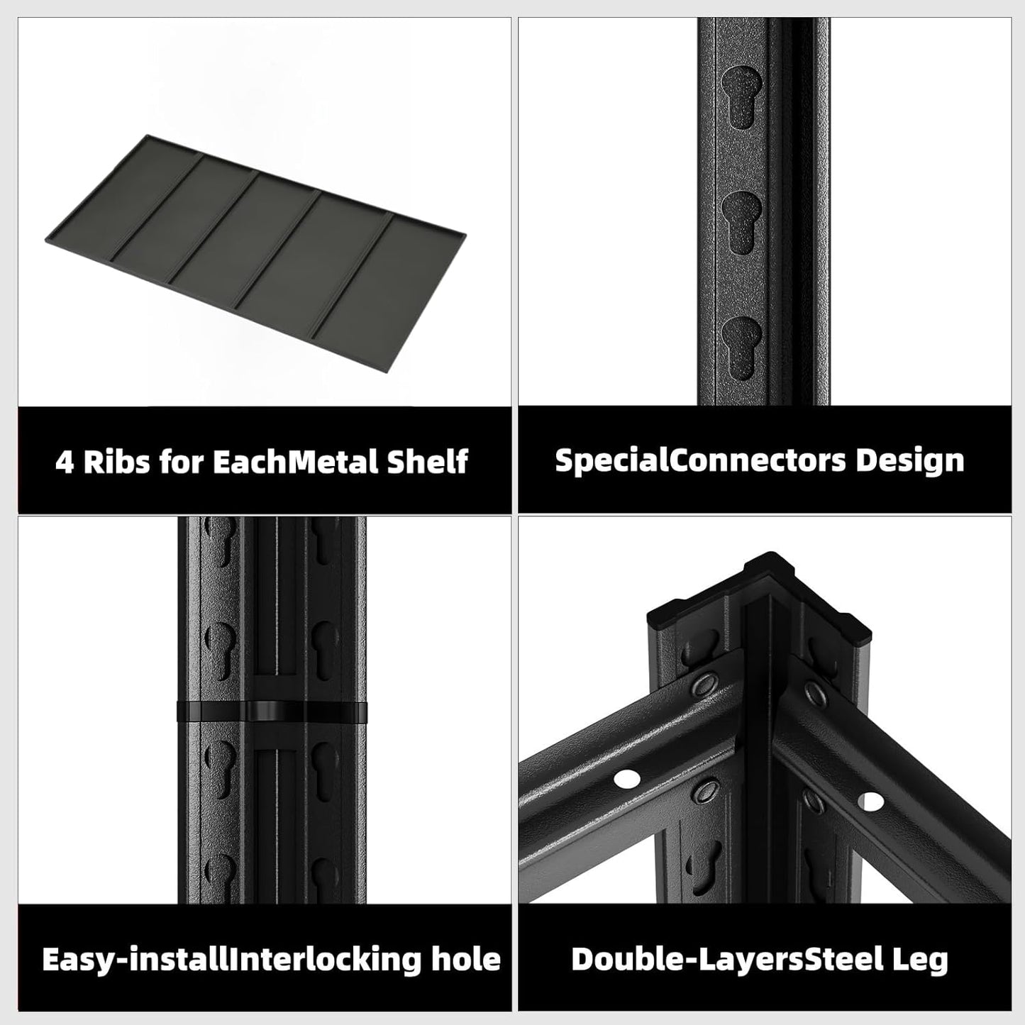 5-Tier 47" W x 24" D x 84" H Garage Shelving 3000LBS Storage Shelves Heavy Duty Metal Shelf Unit Adjustable Basement Industrial Storage Racks