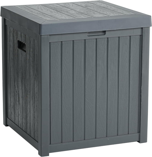 Deck Box, 51 Gallon Package Bin Delivery Box for Outside Front Porch, Small Patio Outdoor Storage Boxes Waterproof, UV Resistant Plastic Resin Pool Storage Bins with lids, Grey