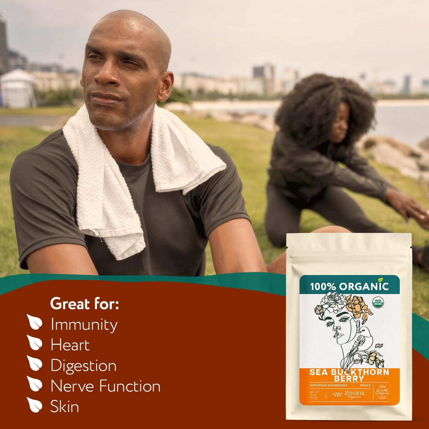 Organic Sea Buckthorn Berry – Sea Buckthorn Tea, Dried Seaberry, Seabuckthorn – Espino Amarillo – Rich in Nutrients Superfood Berries for Immunity, Heart, Digestion, Liver, Skin – 4 Ounces