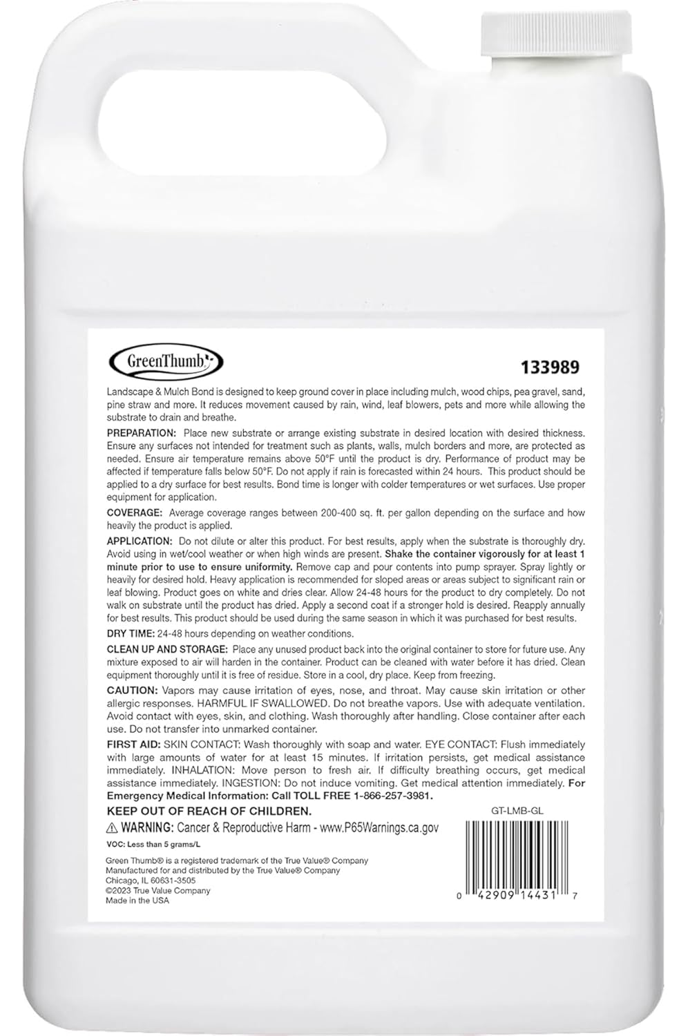 GreenThumb, Landscape and Mulch Bond, Mulch Glue for Landscaping, Rock, Pea Gravel & More, Non-Toxic, Ready-to-Use Mulch Binder Glue, 1 Gallon
