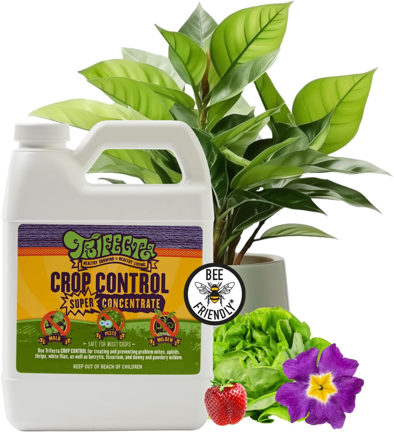 Trifecta Crop Control Super Concentrate All-in-One Natural Pesticide, Fungicide, Miticide, Insecticide, Help Defeat Spider Mites, Powdery Mildew, Botrytis, Mold, and More on Plants 4 OZ
