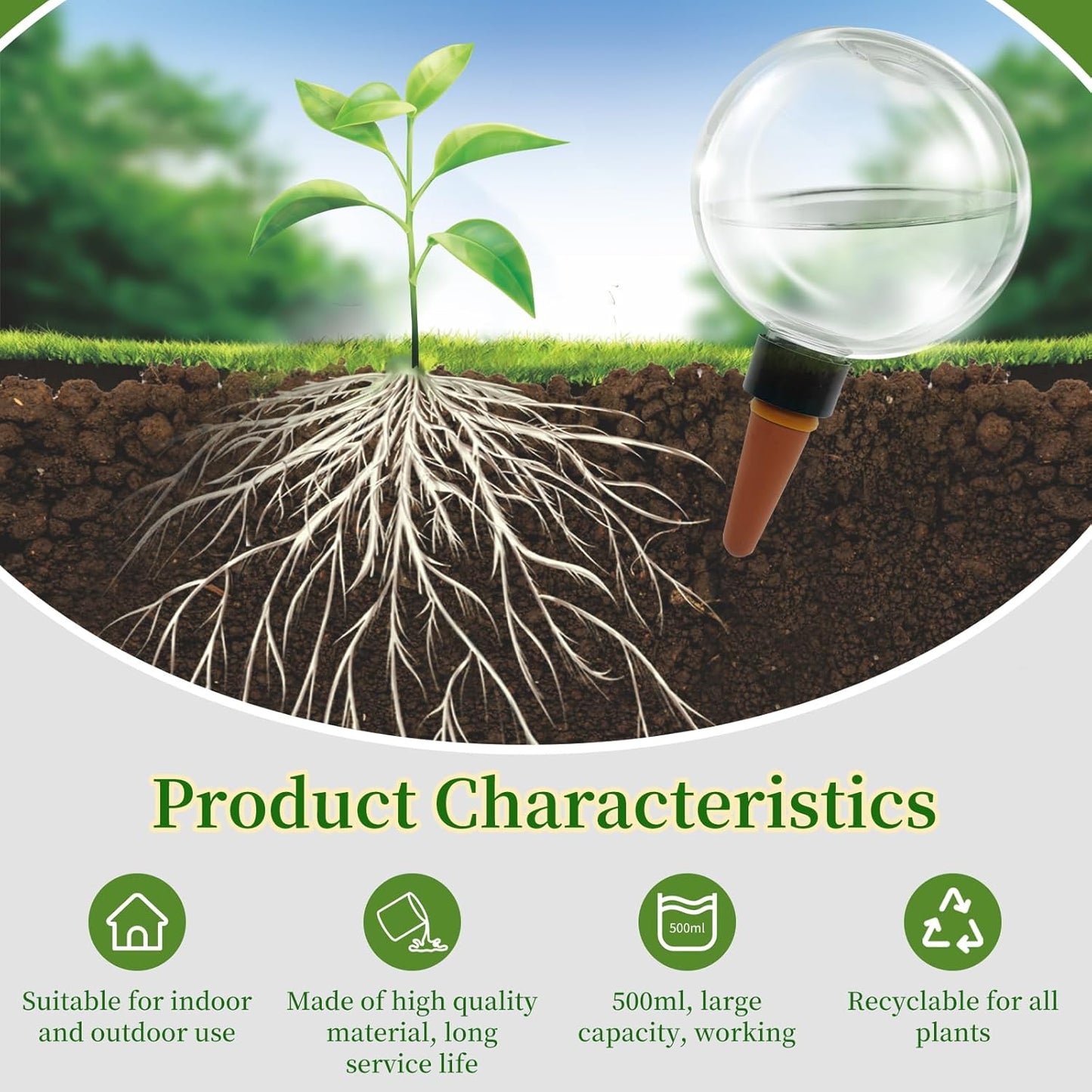 3 Pcs Self Watering Globes for Indoor Plants Automatic Watering Planter Insert 17.5 oz Watering Bulbs with Slow Release Control Water Dripper for Plants