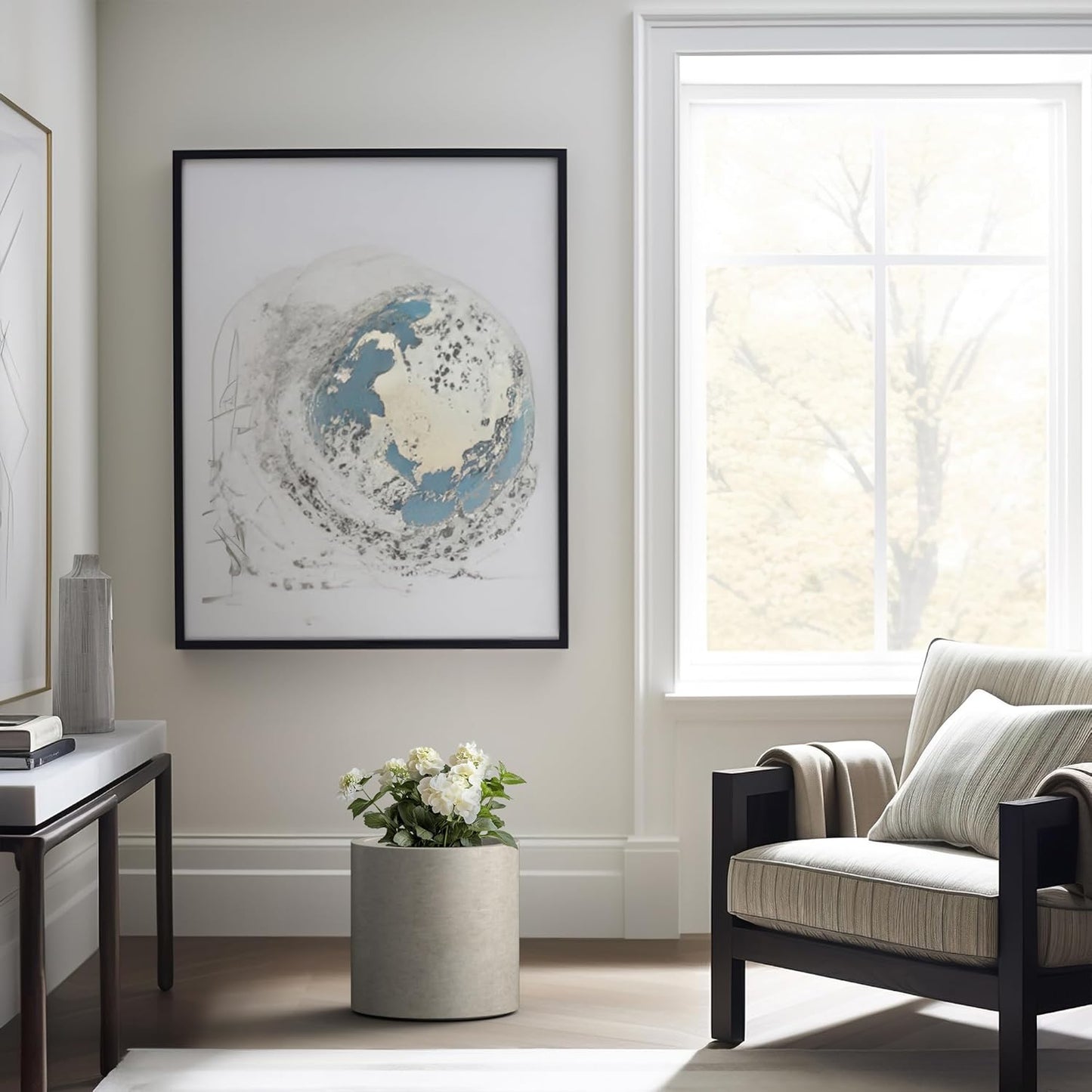 Kante 12.6" Dia Round Concrete Planter, Modern Style Large Cylindrical Plant Pot with Drainage Hole and Rubber Plug for Indoor Outdoor Patio, Weathered Concrete