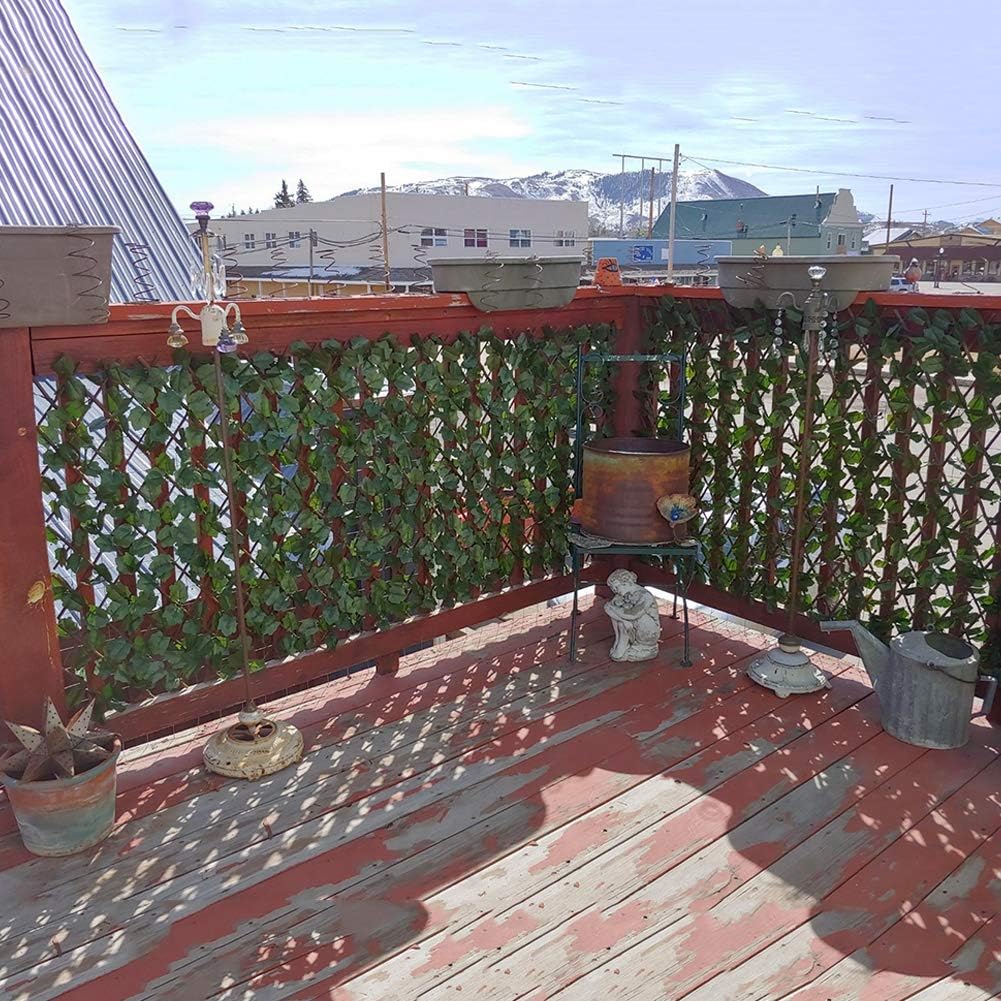 Expandable Fence Privacy Screen for Balcony Patio Outdoor,Decorative Faux Ivy Fencing Panel,Artificial Hedges (Single Sided Leaves)……