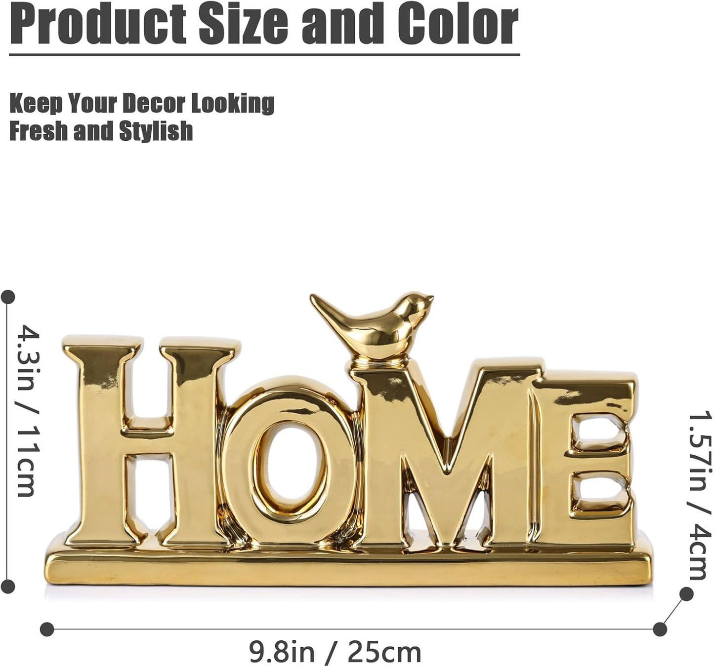 Gold Love Sign Statue - Personalized Home Decor, Bird Sculpture for Living Room, Bedroom, Desktop & Cabinets