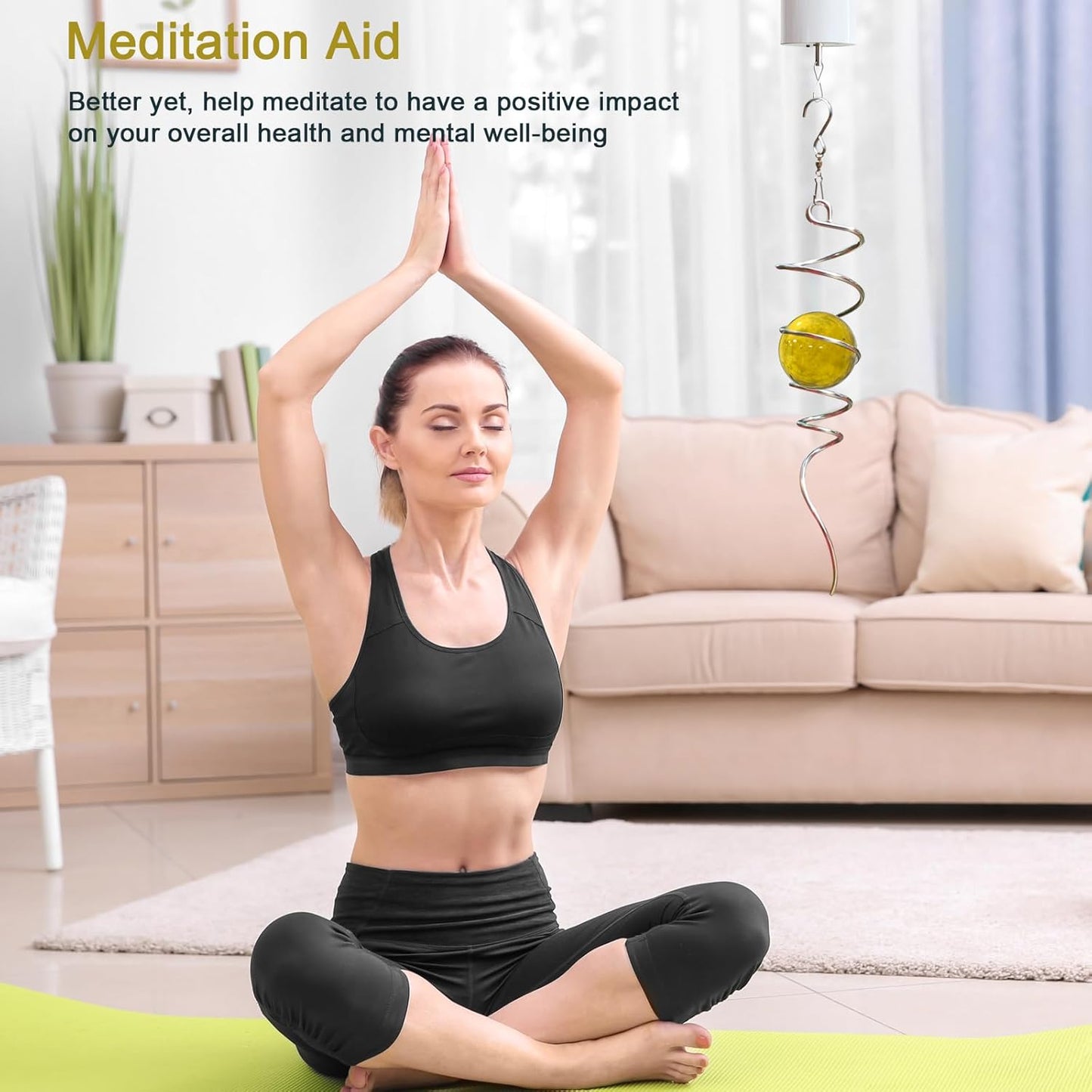 Gazing Ball Spiral Tail with Gold Glass Orb - Wind Spinners Stabilizer for Wind Spinner, Decorative Hanging Decoration Decor for Garden Yard Patio Indoor Outdoor Creative Gift 13" Height