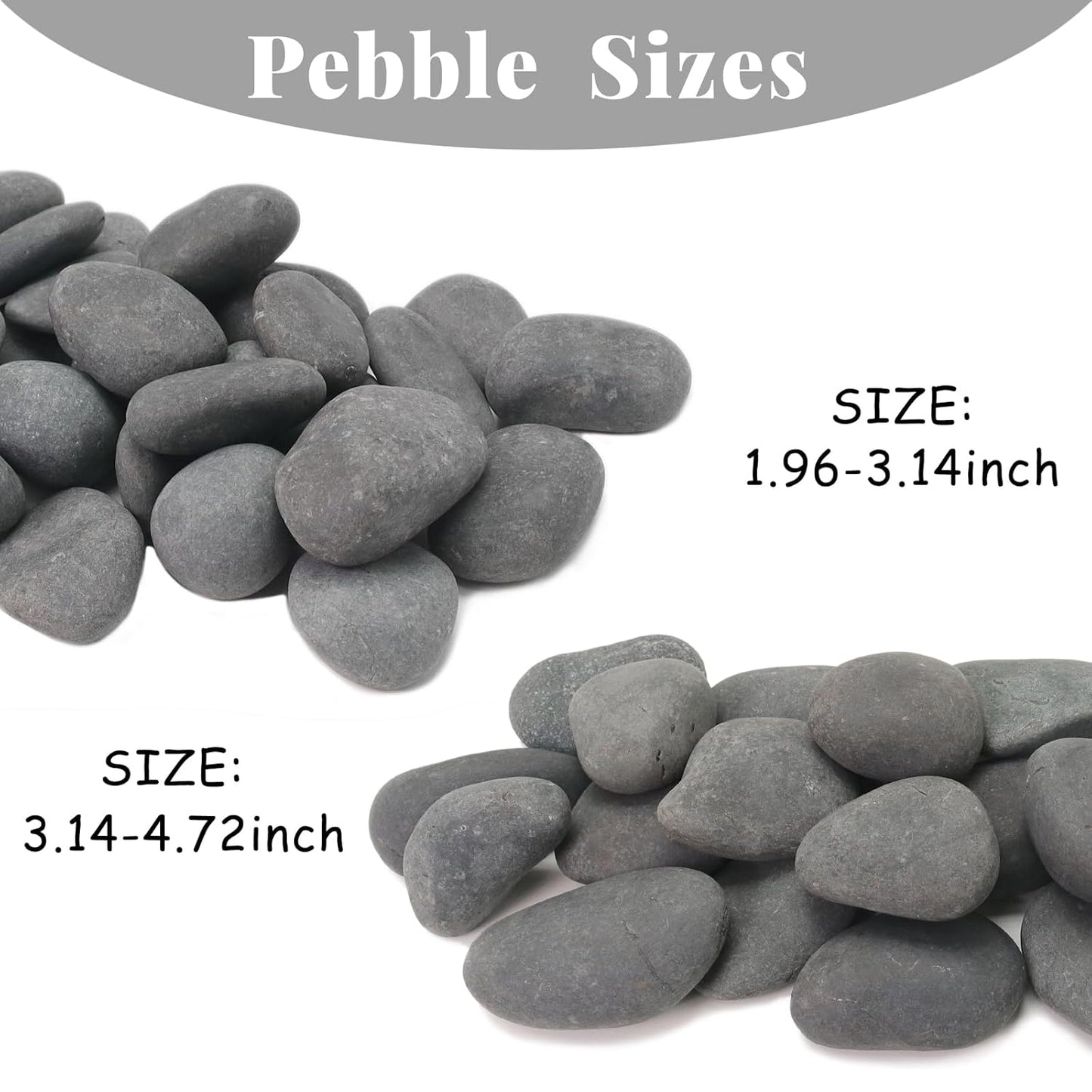 20LB Black Stones Pebbles River Rocks, Natural Beach Pebbles, 2-3" Garden Decorative Stones-2-3 Large Plant Rocks,Ideal for Aquarium, Home Decor